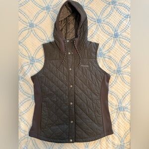 Women’s Columbia quilted snap up hooded vest LARGE